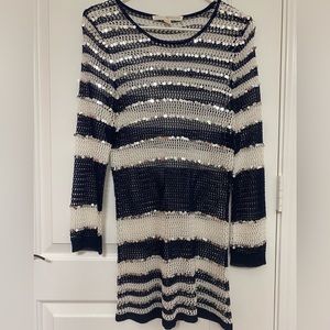 Boston Proper Sequin Crochet Sweater